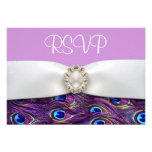 Purple Peacock Wedding RSVP Response Cards Invitation