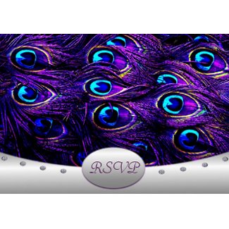 Purple Peacock Wedding RSVP Wedding Cards invitation