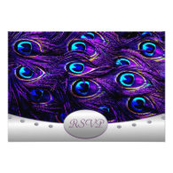 Purple Peacock Wedding RSVP Wedding Cards Personalized Announcements