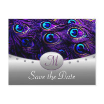 Purple Peacock Wedding Save the Date Cards Post Card