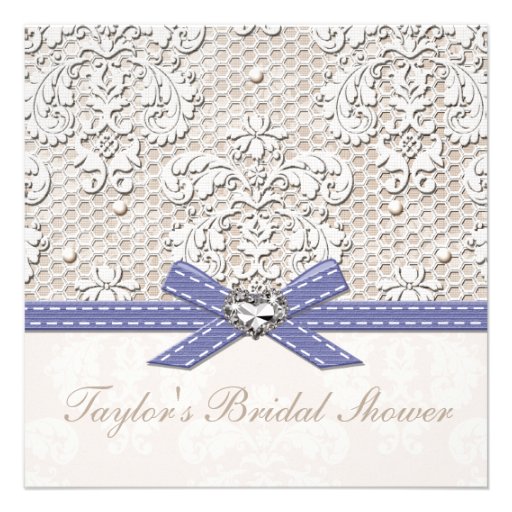 Purple Pearl Lace Diamond Bridal Shower Invitation
