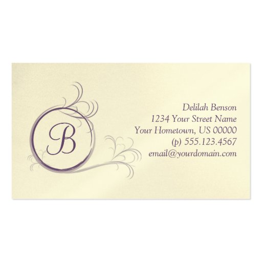 Purple Pearlized Monogram Business Card