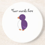 Purple penguin drink coasters