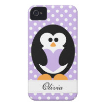 Purple Penguin Love iPhone 4 Covers