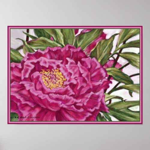 Purple Peony Flowers Garden Painting print