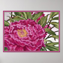 Purple Peony Flowers Garden Painting Print