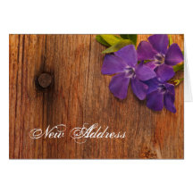 Purple Periwinkle and Barn Wood New Address Card