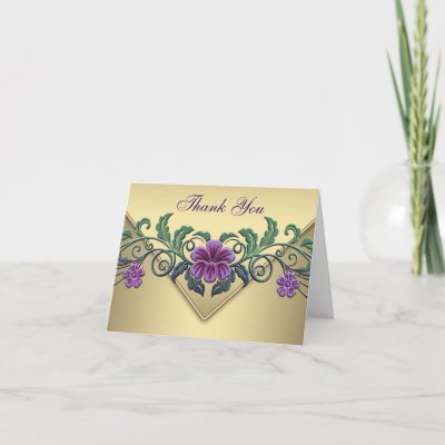 Purple Petunia Gold Thank You Cards