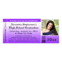 Purple Photo Graduation Ticket Invitations