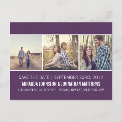 Purple Photo Strip Save The Date Post Cards