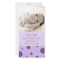 Purple Photo Template New Baby Birth Announcement Picture Card