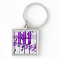 Purple Piano Keyboard Music Notes Key Chains
