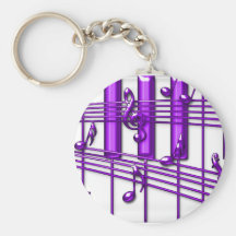 Purple Piano Keyboard Music Notes Keychain