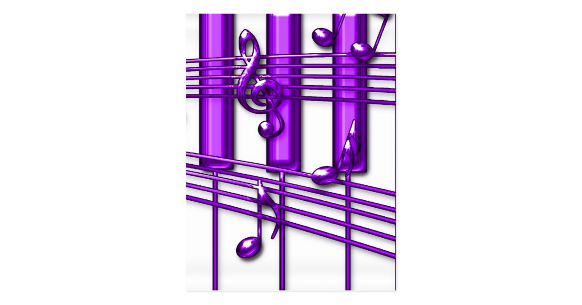 Purple Piano Keyboard Music Notes Postcard Zazzle