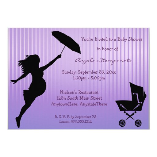 Purple Pin-Striped Baby Shower Invitation
