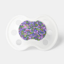 Purple Pink Abstract Mosaic Pattern Baby Pacifier