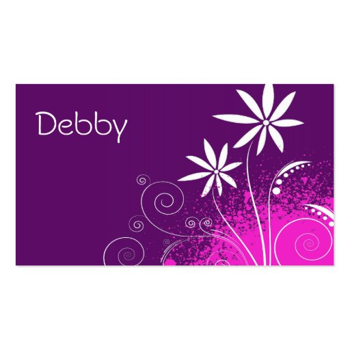 Purple, Pink and White Flowers Business Card Templates (back side)