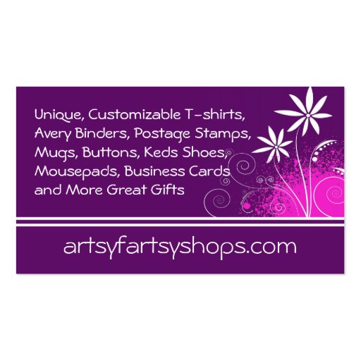 Purple, Pink and White Flowers Business Card Templates (front side)
