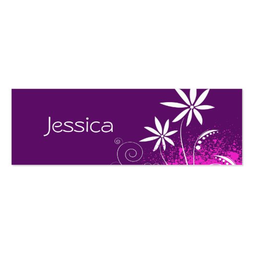 Purple, Pink and White Flowers Business Cards (back side)