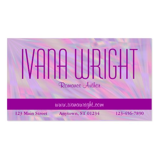 Purple Pink Author Business Card (front side)