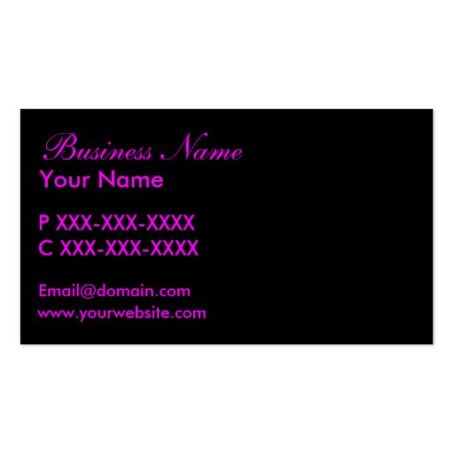 Purple pink black zebra stripes custom cards business card template (back side)