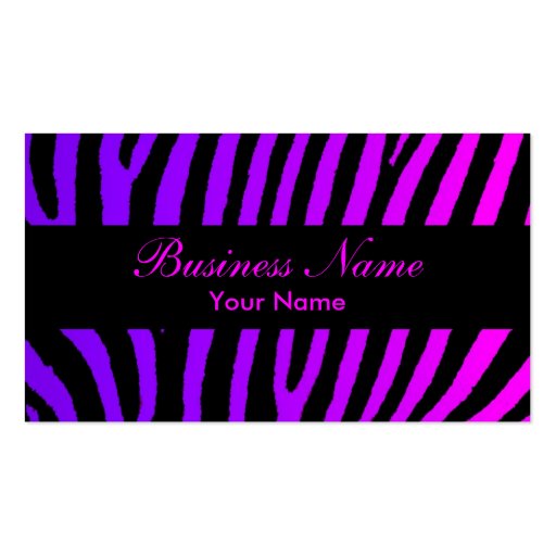 Purple pink black zebra stripes custom cards business card template