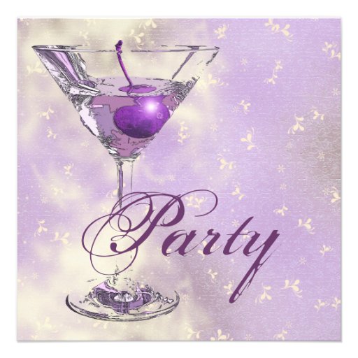 Purple pink elegant formal party invitations (front side)