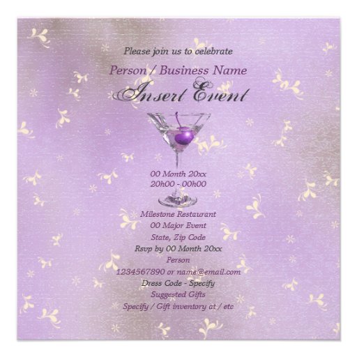 Purple pink elegant formal party invitations
