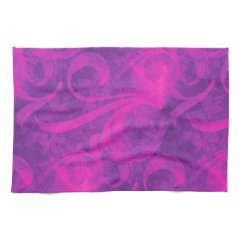 Purple Pink Floral Swirl Flourish Girly Pattern Towel
