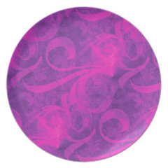 Purple Pink Floral Swirl Flourish Girly Pattern Plates