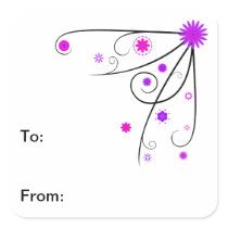 Purple & Pink Flower Swirl Gift Tag Stickers