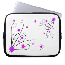 Purple & Pink Flower Swirls Laptop Computer Sleeve
