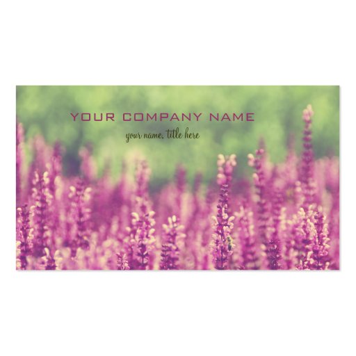 Purple Pink Flowers Field Business Cards (front side)