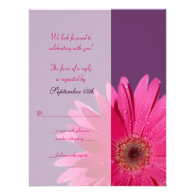 Purple & Pink Gerbera Daisy Wedding Reply Card Personalized Announcement