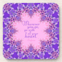 Purple Pink Inspiring Custom Quote : Set of Six cork coasters
