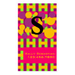 Purple Pink & Lime Plaid & Dots Business Card Templates