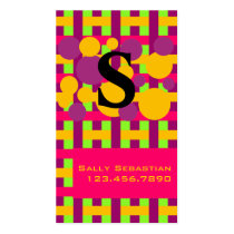 Purple Pink & Lime Plaid & Dots business cards by JuJuGarden Purple Pink & Lime Plaid & Dots business cards