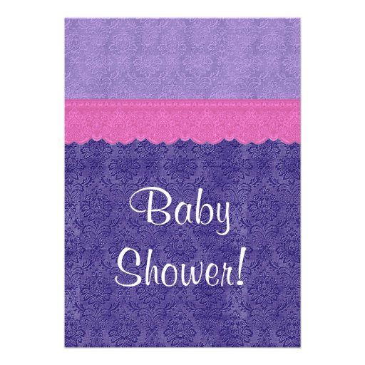 Purple Pink Little Princess Girl Baby Shower S210 Personalized Announcement