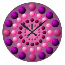 Purple Pink Magenta Polka Dot Wall Clock