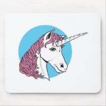 purple/pink mane unicorn head mousepads