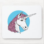purple/pink mane unicorn head mouse pad