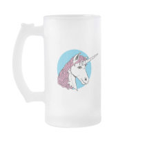 purple/pink mane unicorn head mugs