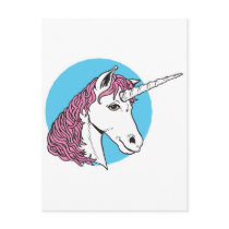 purple/pink mane unicorn head postcards