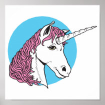 purple/pink mane unicorn head poster