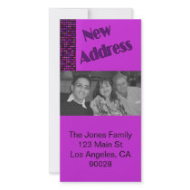 purple pink new address photo cards by DonnasGreetingCards purple pink new address photo cards