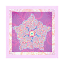 Purple & Pink Star Pattern Print Stretched Canvas Print