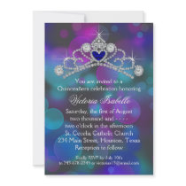 Purple Pink Teal Blue Quinceanera Invite
