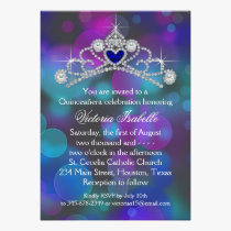 Purple Pink Teal Blue Quinceanera invitations