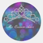 Purple Pink Teal Tiara Sweet 15 16 Quinceana Label Stickers