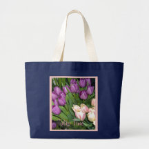 Purple Pink Tulips Canvas Bags